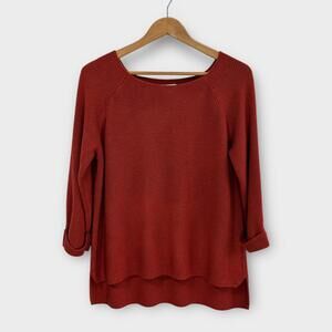 Hampshire Studio 100% Acrylic Sweater Knit Top Women’s Size Large Rust Orange